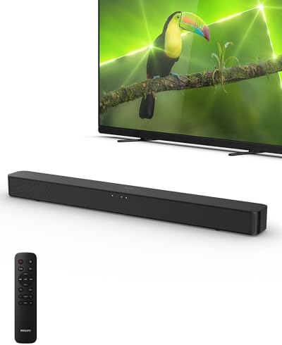 Philips B4000 Soundbar for TV, 2.0 Channel Sound, BT LE Audio, Easy Setup, EasyLINK, Roku TV Ready, Remote Control