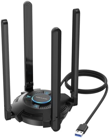 WAVLINK AX5400 USB WiFi Adapter for PC, WiFi 6 USB Adapter with Tri-Band 6GHz\/2402Mbps, 5GHz\/2402Mbps, 2.4GHz\/573Mbps,4x5 dBi Antennas,OFDMA,WPA3, Only for Windows 11\/10