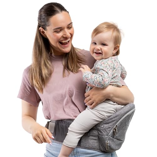 Beco Foldable Hip Seat Carrier - Baby 4-in-1 Easy-to-Use Carrier with Space-Saving Design for Newborn to Toddler (0-36 months\/7-32.8 lbs (Gray)