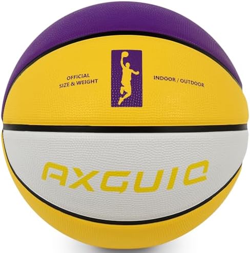 AXGUIQ Kids Youth Adult Size 3\/4\/5\/6\/7 Basketball Thickened Rubber Outdoor Colorful Basketball 22\/25.5\/27.5\/28.5\/29.5&#34; for Wear Resistant Play Game Gifts (Deflated)