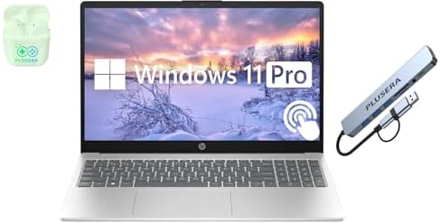 HP 15.6&#34; Touchscreen Laptop, 64GB RAM 2.5TB Storage (2TB SSD+512GB Docking Station Set), 6-Cores Intel Core i3, Windows 11 Pro with Microsoft Office Included, PLUSERA Earphones, Silver