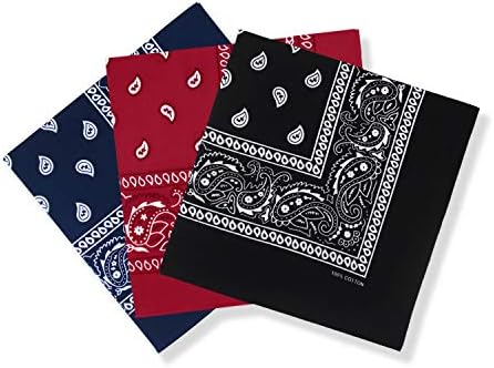 cocopuss 22&#34;X22&#34; Cotton Bandanas for Men &amp; Women Pasiley Cowboy Bandana Handkerchiefs for Hair