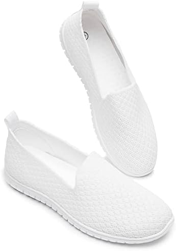 BABUDOG Women&#39;s Mesh Flats Shoes Breathable Slip on Shoes Casual Black and White Flats Comfortable Walking Shoes