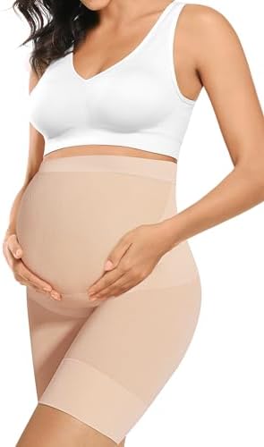 \u201CBaby Bump\u201D Premium Maternity Shapewear, High Waisted Mid-Thigh Pregnancy Underwear Prevent Chaffing Soft Adominal Support