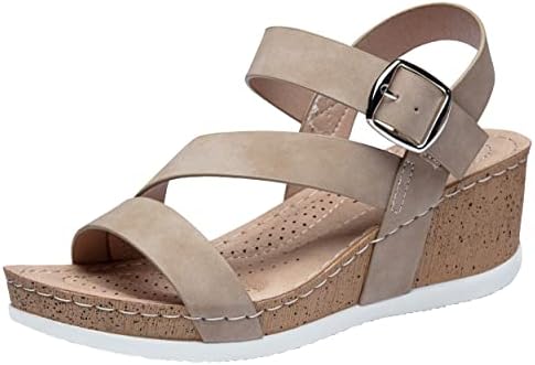 Jeossy Women&#39;s Platform Wedge Sandals 835 Comfortable Open Toe Ankle Strap Summer Walking Sandals with Buckle
