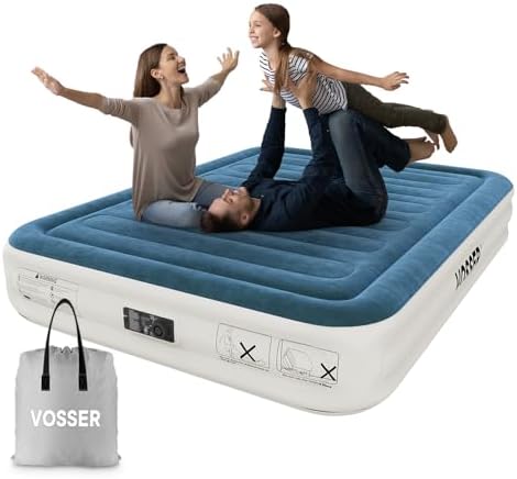VOSSER Queen Air Mattress with Built-in Pump,Fast &amp; Easy Inflation\/Deflation Inflatable Mattress, Foldable Blow Up Mattress with Storage Bag, Inflatable Bed for Home, Camping &amp; Guests