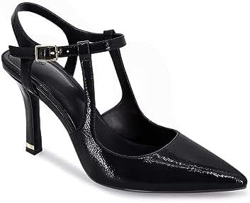 Coutgo Womens High Heels Pointed Toe Ankle Strap Pumps Patent Leather Sexy Stiletto Office Wedding Dress Shoes