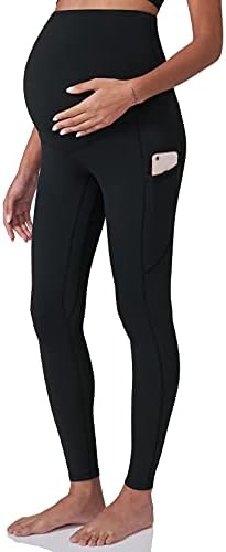 POSHDIVAH Women&#39;s Maternity Workout Leggings Over The Belly Pregnancy Yoga Pants with Pockets Soft Activewear Work Pants