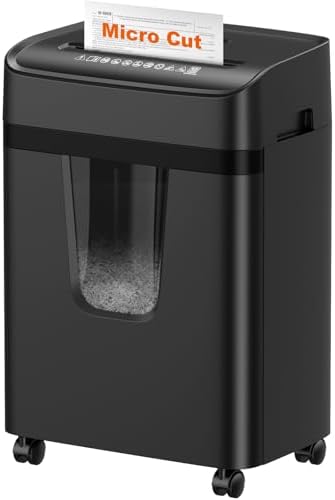 Bonsaii 12-Sheet Micro-Cut Paper Shredders for Home Office, Heavy Duty Document Shredder with 5.5 Gallon Pullout Bin for CD\/Credit Card\/Staple, 30 Mins Continuous Run Time, P-4 High Security, C282-B