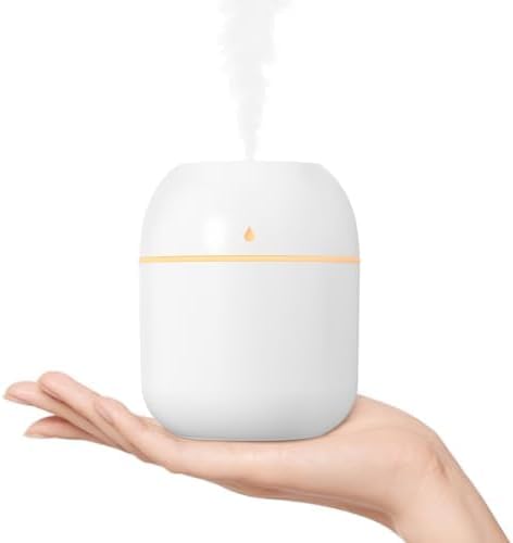 Portable Small Humidifier, USB Personal Desktop Humidifier for Car, Office Room, Bedroom, Auto Shut-Off, 2 Mist Modes, Super Quiet(220ml, White)