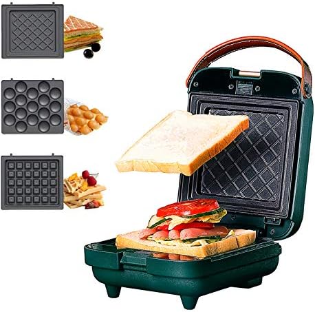 3-in-1 Sandwich Waffle Eggette Maker Portable Cooking Non-stick Coated Detachable Bakeware Plates Electric Panini Press Double-sided Heating Breakfast Toaster