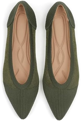 TINGRISE Women&#39;s Flats Shoes Pointed Toe Knit Ballet Comfortable Dressy Mesh Flat