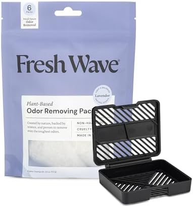 Fresh Wave Lavender Odor Eliminating &amp; Deodorizing Packs  Bag of 6 &amp; Fresh Pod Case  Safer Odor Relief for Small Spaces  Natural Plant-Based Odor Eliminator  Odor Absorbers for Home