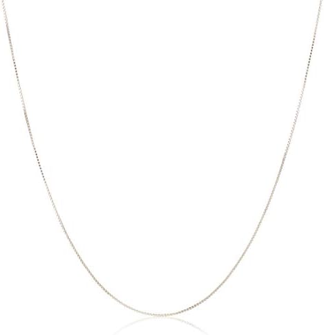 Amazon Essentials Sterling Silver Thin 0.8mm Box Chain Necklace  Available in Yellow Gold or Silver  16&#34;, 18&#34;, 20&#34;, 24&#34;, or 30&#34; (previously Amazon Collection)