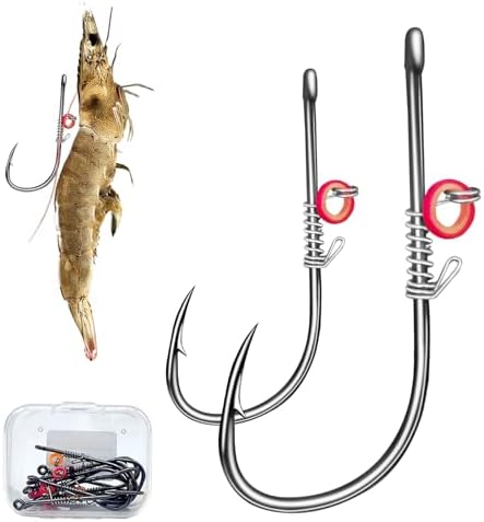 Fishing Hooks-Live Shrimp Fixed Hooks Carbon Steel Barbed with Holes,2\/3\/4Catfish Bass Fishing Hooks,That Can Adapt to Various Fishing