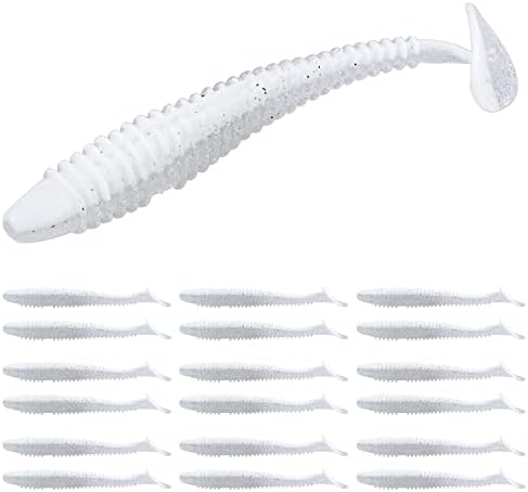 RUNCL Swimbaits Paddle 10\/20\/30\/40PCS, 5\/4\/3\/2 Inchs Paddle Tail, Soft Lure for Trout Crappie Bass, Durable Plastic Bait Swimmer for Saltwater\/Freshwater, Fishing Lover&#39;s Gift