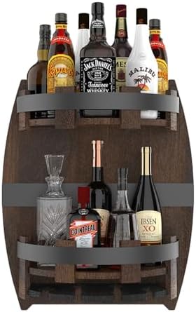 Gtouse Wooden Wine Rack Barrel,Vintage Wine Rack Wall Mounted Champagne Bottle Holder, Gift for Wine Lover,Drinks Cabinet Shelf for Wein, Whiskey, Beer