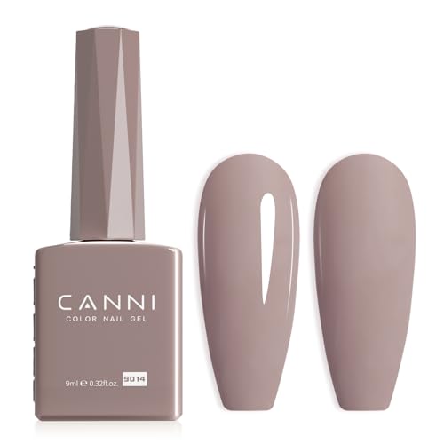 CANNI Light Brown Gel Nail Polish, 1Pcs Nude Grey Gel Polish Color High Gloss Soak Off U V Nail Manicure Salon DIY