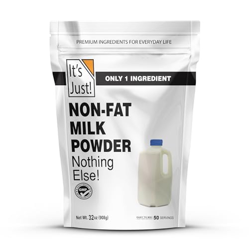 It&#39;s Just - Powdered Non-Fat (Skim) Milk, rBST\/rBGH Hormone Free, Shelf Stable, Just Add Water, Makes Over 1.5 Gallon Milk, 2 Pound Milk Powder