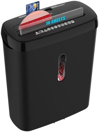 Home Office Paper Shredder,Woolsche 10-Sheet Strip Cut with 3.17-Gallon Basket,P-2 Security Level,CD &amp; Credit Card Shredder,Durable &amp; Fast - Jam Proof System - ETL Certified