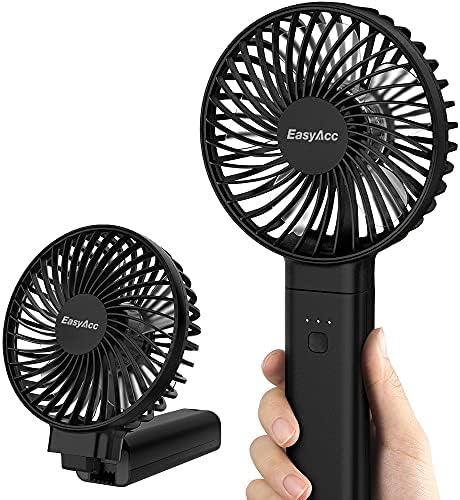 EasyAcc Portable Personal Fan - Silent Powerful Fan with 4 Speeds, USB-C Rechargeable Battery,Ultra Quiet Washable Guard, Foldable,Portable Cooling for Travel Outdoor (Ideal Gift for Men, Women)