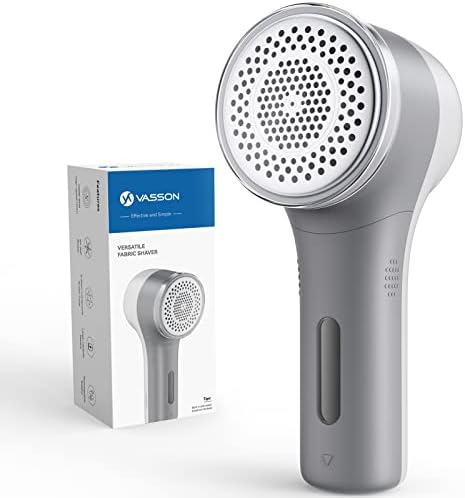 VASSON Fabric Shaver, Sweater Shavers to Remove Pilling, High-Perf Defuzzer, Rechargeable Electric Lint Shaver for Fuzz and Lint Balls from Clothing, Upholstery (Greyish White)
