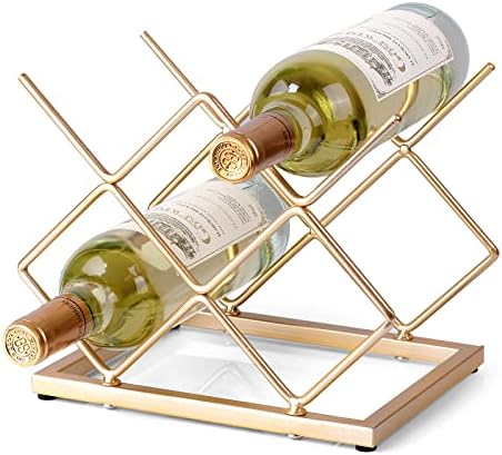 Drincarier countertop wine rack \\ u2013 5-bottle independent modern gold metal small wine rack \\ u2013 desktop wine rack suitable for cabinets, food storage rooms, and wine bottle storage \\ u2026 \