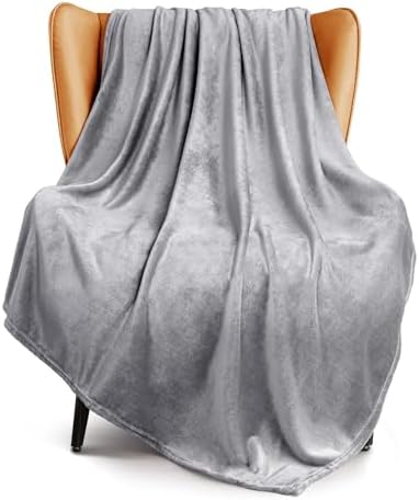 Exclusivo Mezcla Extra Large Fleece Throw Blanket for Couch, Sofa, 300GSM Super Soft and Warm Blankets, Light Grey Throw All Season Use, Cozy, Plush, Lightweight, 50x70 Inches