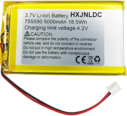 HXJNLDC DC 3.7V 5000mAh 755590 li-ion Lithium Ion Polymer Battery Replacement for DIY 3.7-5V Electronic Products with Built-in 2-Wire Battery Replacement, Mobile Energy Storage Power Supply