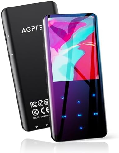 AGPTEK 64GB MP3 Player with Bluetooth 5.3, A19PL 2.4&#34; Curved Screen Portable Music Player with Speaker Lossless Sound with FM Radio, Voice Recorder, Supports up to 128GB, Black