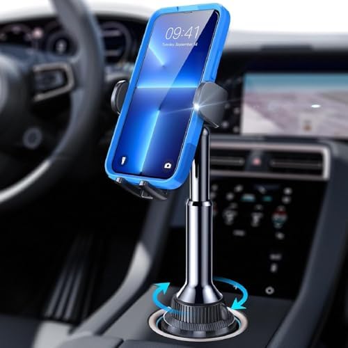 LISEN Cup Phone Holder No Shaking Phone Holder for Car, 360° Adjustable iPhone Holder for Car Accessories for Women Truck Jeep Golf for iPhone 16e 16 15 14 13 Pro Max Samsung S25 All 4-17&#39;&#39; Ph
