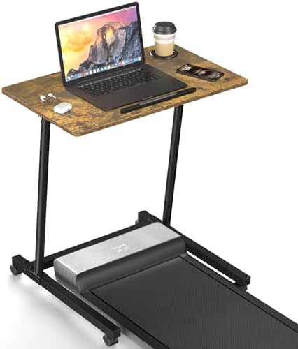 Eocnrhe Treadmill Desk, Mobile Small Standing Desk with Wheels for Walking Pad, Portable Table for Laptop, Rolling Table Adjustable Height, Bedside Table