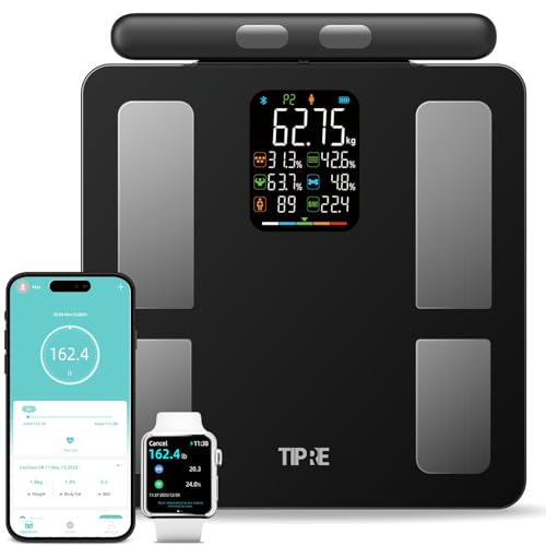 TIPRE Smart Scale for Body Weight 8-Electrode Digital Weight Scale for Body Fat Bathroom Scale with BMI Full Body Composition Analysis with Bluetooth Health Monitor for Weight Loss, 400lb