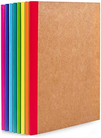 feela 8 Pack Composition Notebooks Bulk, Kraft Cover Lined Blank College Ruled Composition Travel Journals with Rainbow Spines For Women Students Business, 60 Pages, 8.3\u201Dx 5.5\u201D, A5, 8 Colors