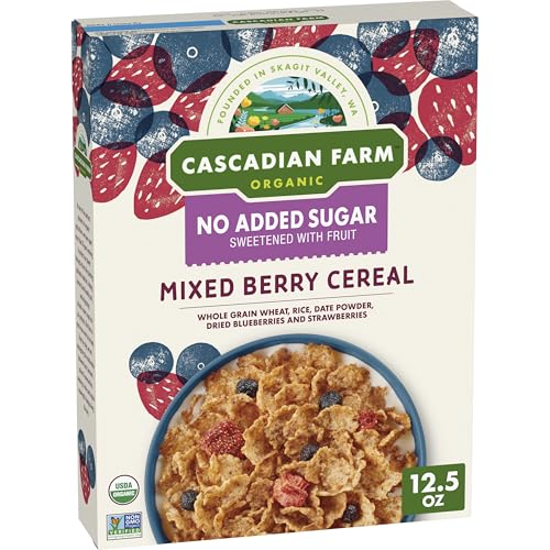 Cascadian Farm Organic Mixed Berry Cereal, No Added Sugar, 12.5 oz