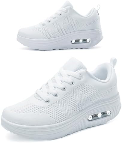 RUIDENG Platform Sneakers for Women Air Cushion  Walking Shoes Women Comfortable All Day  Thick Rocker Bottom