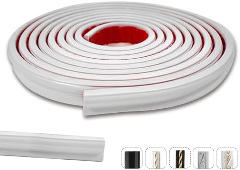 W&amp;S Pure White Peel and Stick Flexible Chair Rail Molding Wall Trim,Self Adhesive Caulk Strip for Wall Edge\/Ceiling\/Door Frame\/Mirror,Stick on Waterpooof Backsplash Tile Trimming(16.4 Feet)
