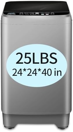 25 lbs Portable Washer Drain Pump, 10 Programs &amp; 8 Water Levels, KRIB BLING Full Automatic Washing Machine with LED Display, Ideal for Camping, Apartment, Dorm, Dark Grey