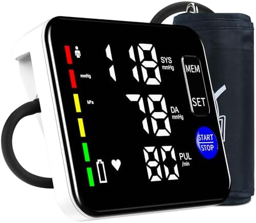 Blood Pressure Monitor Upper Arm Blood Pressure Monitors for Home Use Large Screen Rechargeable Bp Machine with 8.7&#34;-16.5&#34; Bp Cuff, 2x120 Memory, Voice Broadcast Bp Monitor(Black)