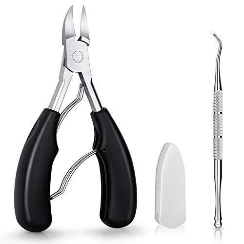 Toenail Clippers, Medical Grade Toe Nail Trimmer, Nail Clippers for Thick Nails or Ingrown Toenail Tool, Stainless Steel Sharp Pedicure Toe Nail Clippers Adult. (Black)