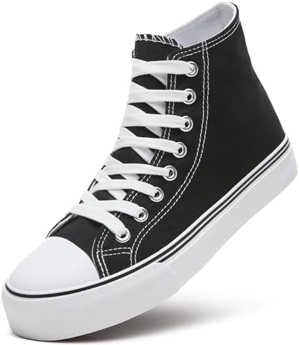 ZGR Womens High Top Canvas Sneakers,Lace-up Canvas Shoes,Casual Tennis Walking Shoes