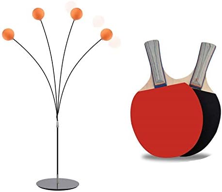 LYM Ping Pong Balls Paddles Set Table Tennis Training Elastic Soft Shaft Equipment Trainer Practice Ball Bulk Children Adult (2 Table Tennis Paddle &amp; 3 Ping-Pong Balls)