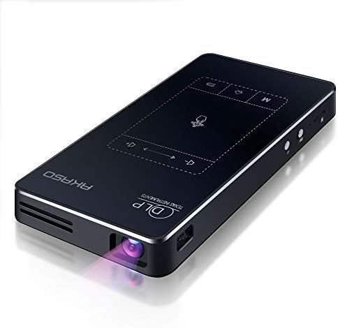 AKASO WT50 Mini Projector with WiFi and Bluetooth, 1080P DLP Portable Movie Projector Home and Outdoor, Built-in Battery &amp; Android System, Cookie Projector for iPhone and Phone