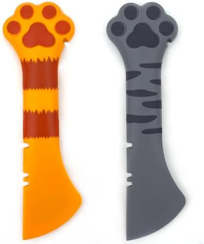 Joyinjojo 2 Pack Dog Cat Food Spoon, Cute Paw Silicone Pet Can Opener Spatula Scoop Mixing Spoons for Wet Canned Food