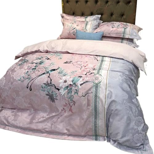 JUxiangW1571 European style thickened jacquard brushed 4Piece Quilt Cover Set four piece satin wedding 4Piece Quilt Cover Set four piece set all cotton Cotton Comfort Cover Set, bedding 1.8m bed for t