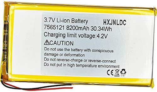 HXJNLDC DC 3.7V 8200mah 7565121 Rechargeable Lithium Polymer Replacement Battery for DIY 3.7-5V Electronic Products with Built-in 2-Wire Battery Replacement