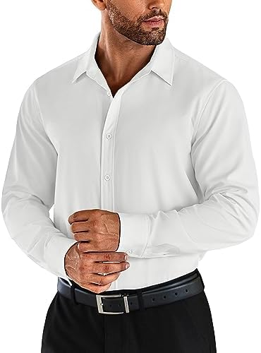COOFANDY Men&#39;s Business Dress Shirts Wrinkle Free Long Sleeve Regular Fit Dress Shirt Textured Casual Button Down Shirts
