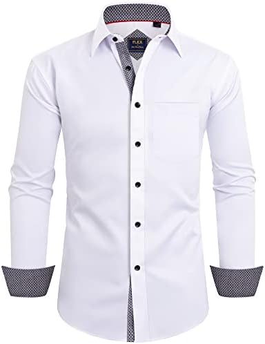 Alimens &amp; Gentle Men&#39;s Dress Shirts Long Sleeve Wrinkle-Free Business Casual Button Down Shirt