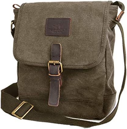 TOPWOLFS Canvas Messenger Bag Small Crossbody Bag Casual Travel Working Tools Bag Shoulder Bag Hold Phone Handset Anti Theft