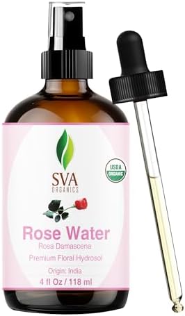 SVA ORGANICS Rose Water 4oz (118 ml) Refreshing Rose Water Spray for Skin Care, Skin Hydration, Bath, Soaps, Haircare &amp; Aromatherapy